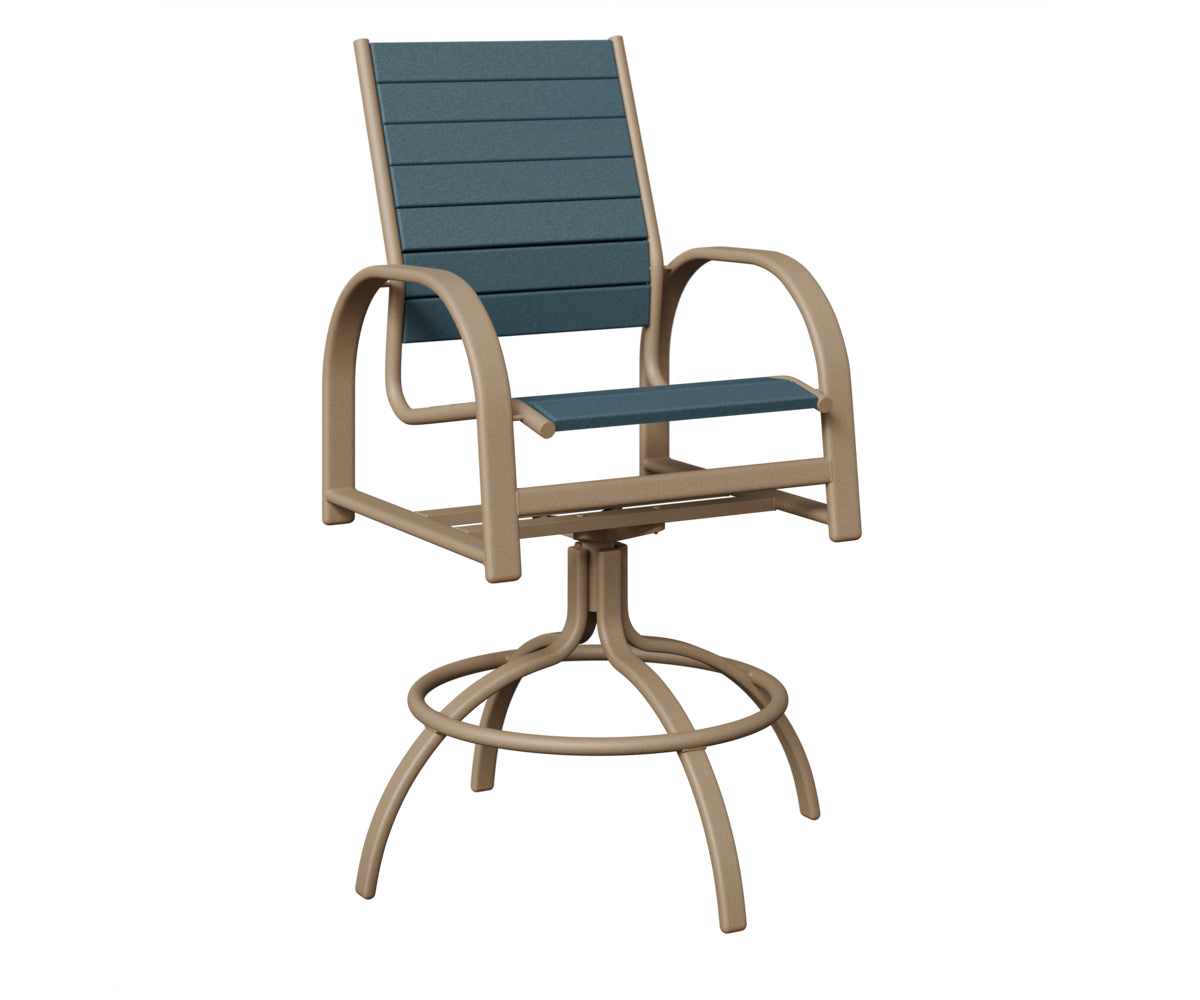 Berlin Gardens Murphy Poly Swivel Bar Chair in Oak Wood Vein, Slate slats