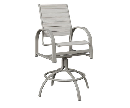 Berlin Gardens Murphy Poly Swivel Bar Chair in Platinum Silver, Seashell slats