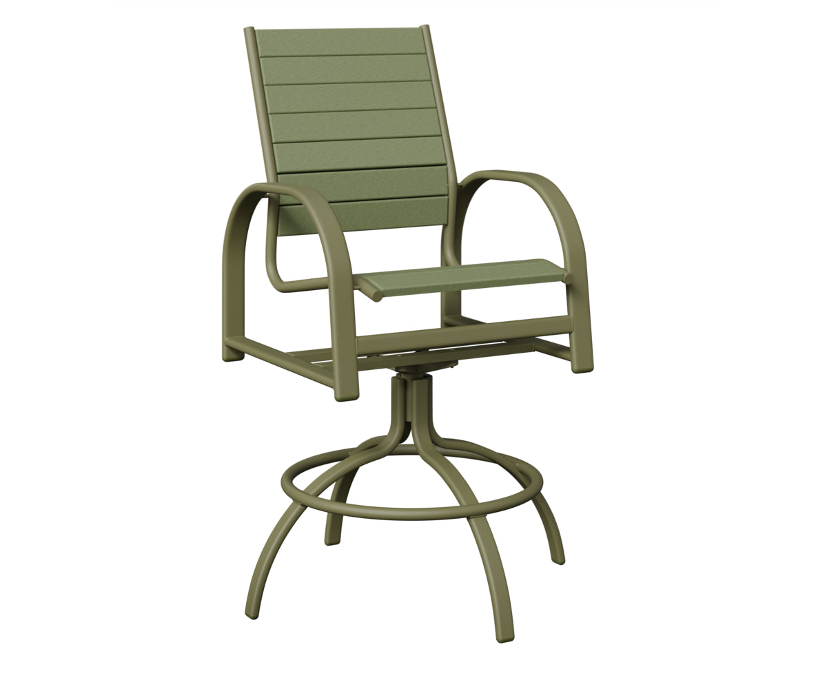 Berlin Gardens Murphy Poly Swivel Bar Chair in Green Sage, Sage slats