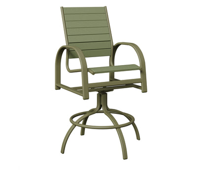 Berlin Gardens Murphy Poly Swivel Bar Chair in Green Sage, Sage slats