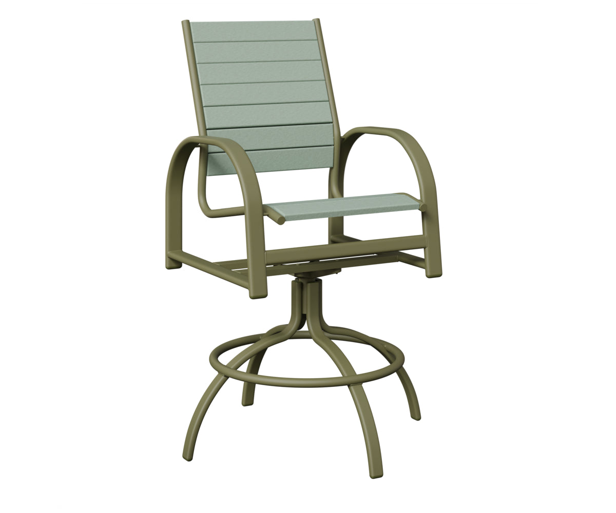 Berlin Gardens Murphy Poly Swivel Bar Chair in Green Sage, Sea Foam slats