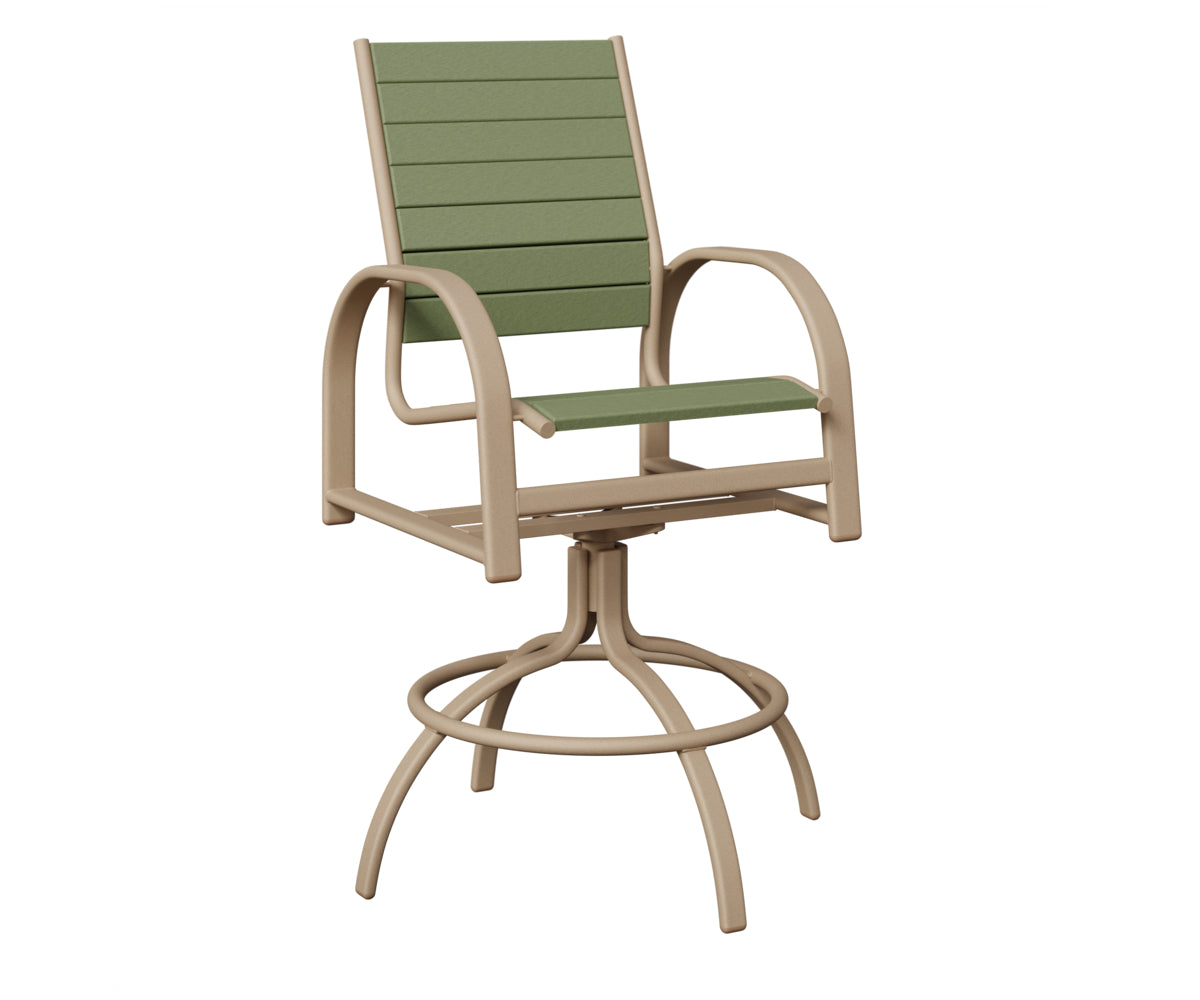 Berlin Gardens Murphy Poly Swivel Bar Chair in Sahara Speckle, Sage slats