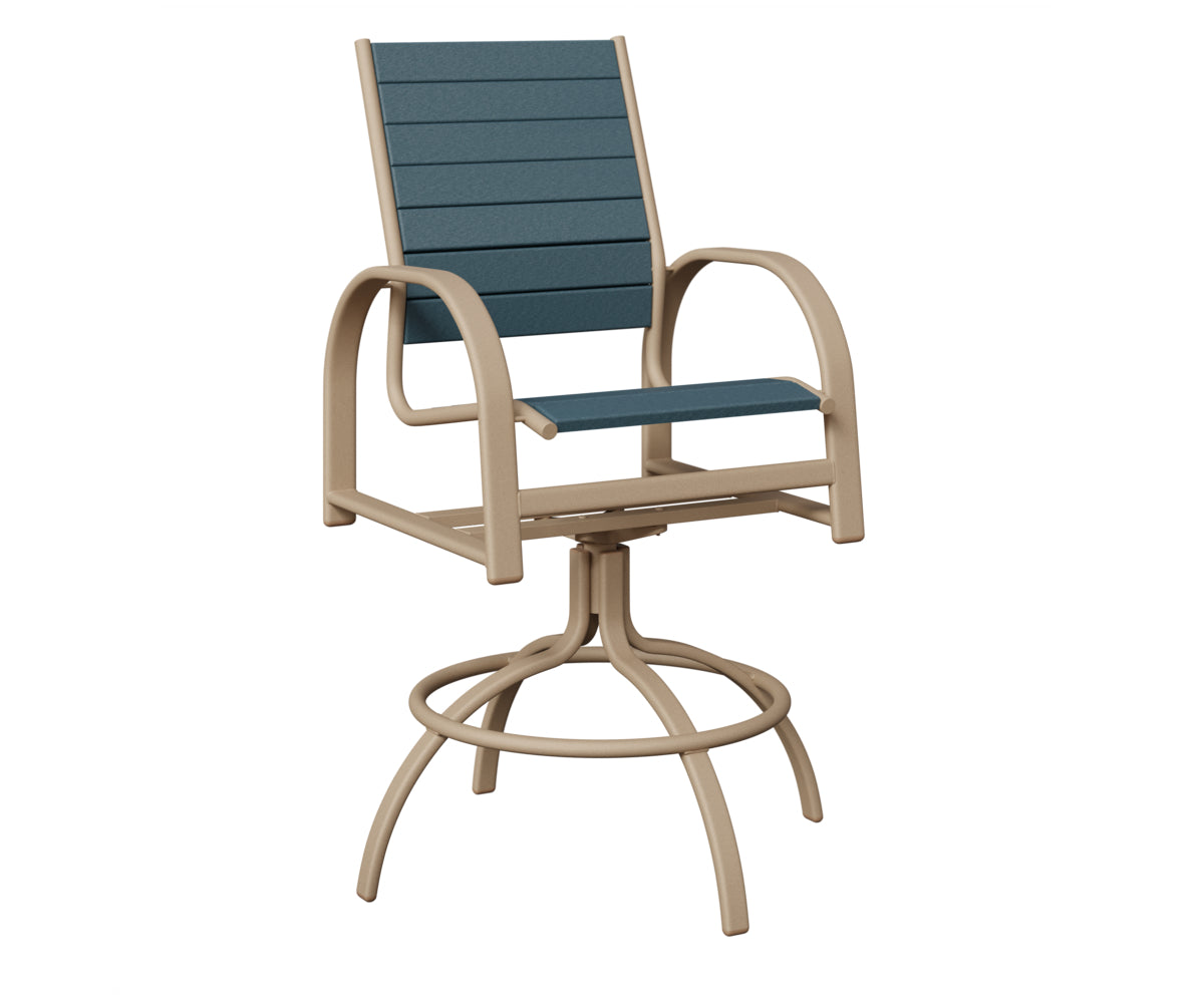 Berlin Gardens Murphy Poly Swivel Bar Chair in Sahara Speckle, Slate slats