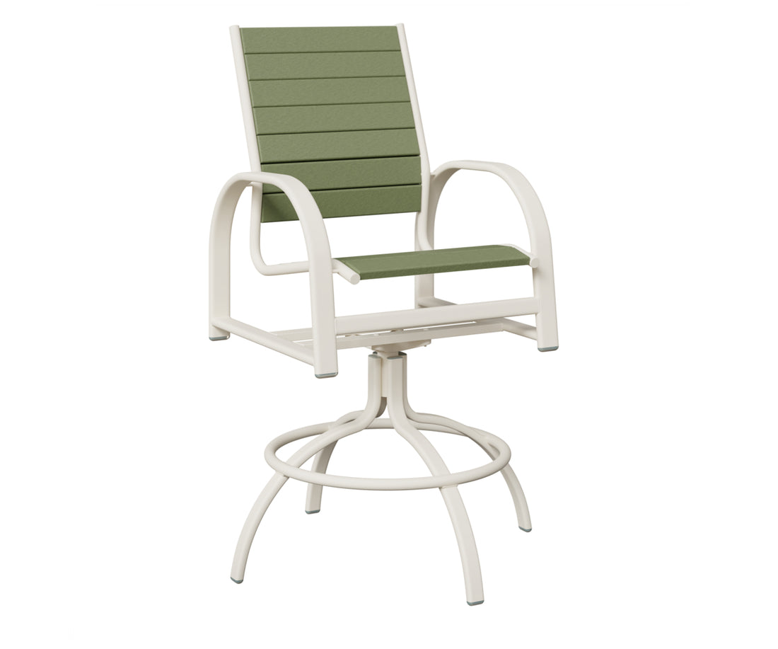 Berlin Gardens Murphy Poly Swivel Bar Chair in White, Sage slats