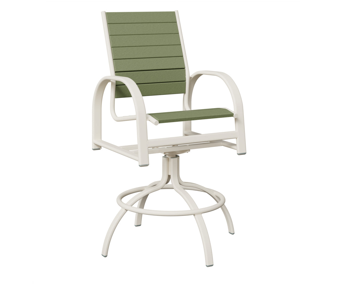 Berlin Gardens Murphy Poly Swivel Bar Chair in White, Sage slats