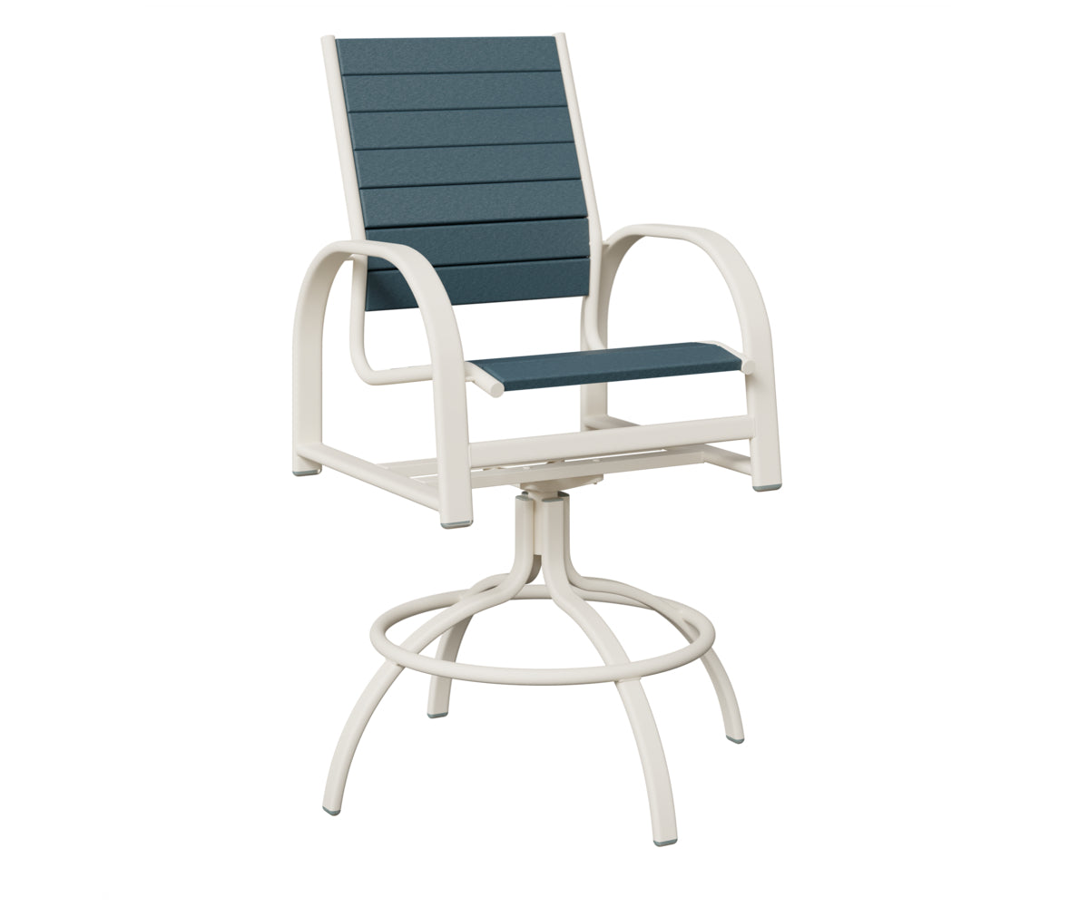 Berlin Gardens Murphy Poly Swivel Bar Chair in White, Slate slats