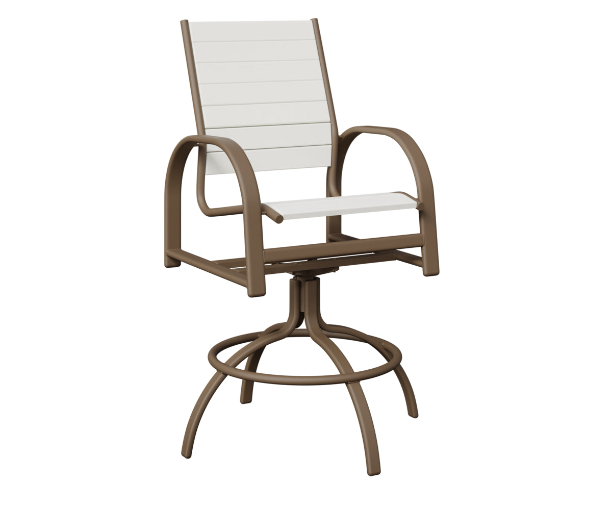 Berlin Gardens Murphy Poly Swivel Bar Chair in Clay, White slats