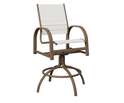 Berlin Gardens Murphy Poly Swivel Bar Chair in Clay, White slats