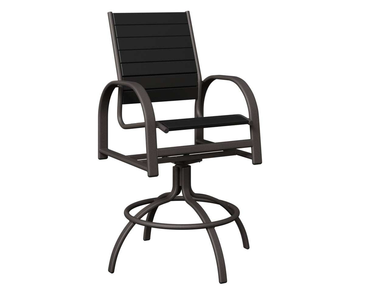Berlin Gardens Murphy Poly Swivel Bar Chair in Granite Speckle, Black slats