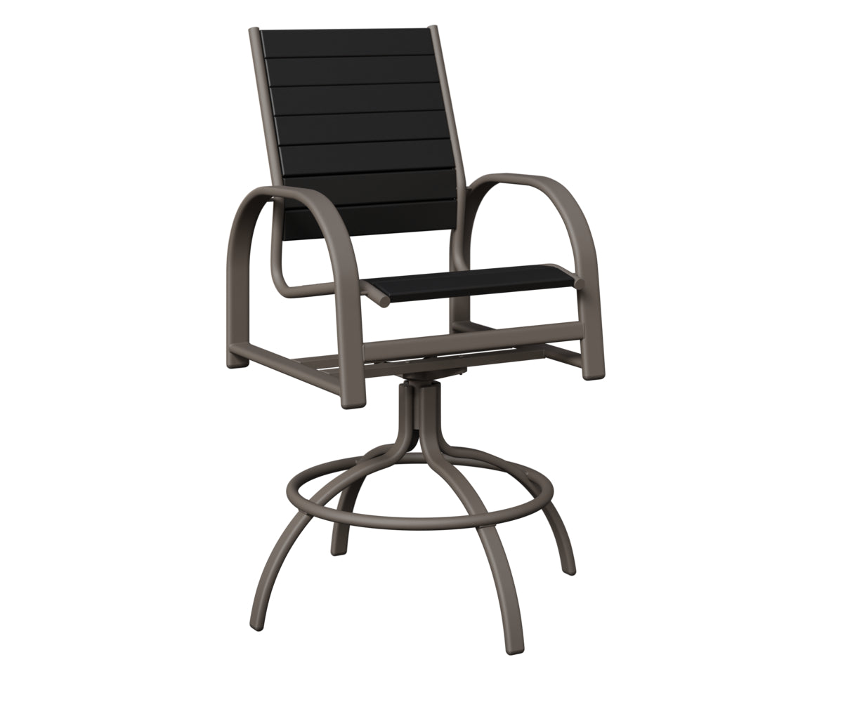 Berlin Gardens Murphy Poly Swivel Bar Chair in Graphite, Black slats