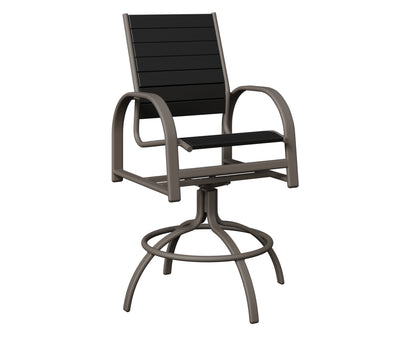 Berlin Gardens Murphy Poly Swivel Bar Chair in Graphite, Black slats