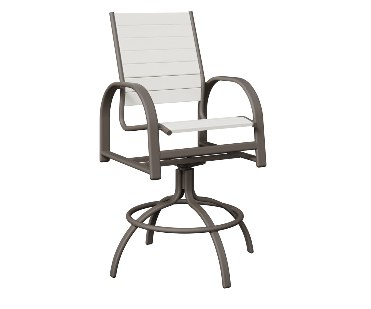 Berlin Gardens Murphy Poly Swivel Bar Chair in Graphite, White slats