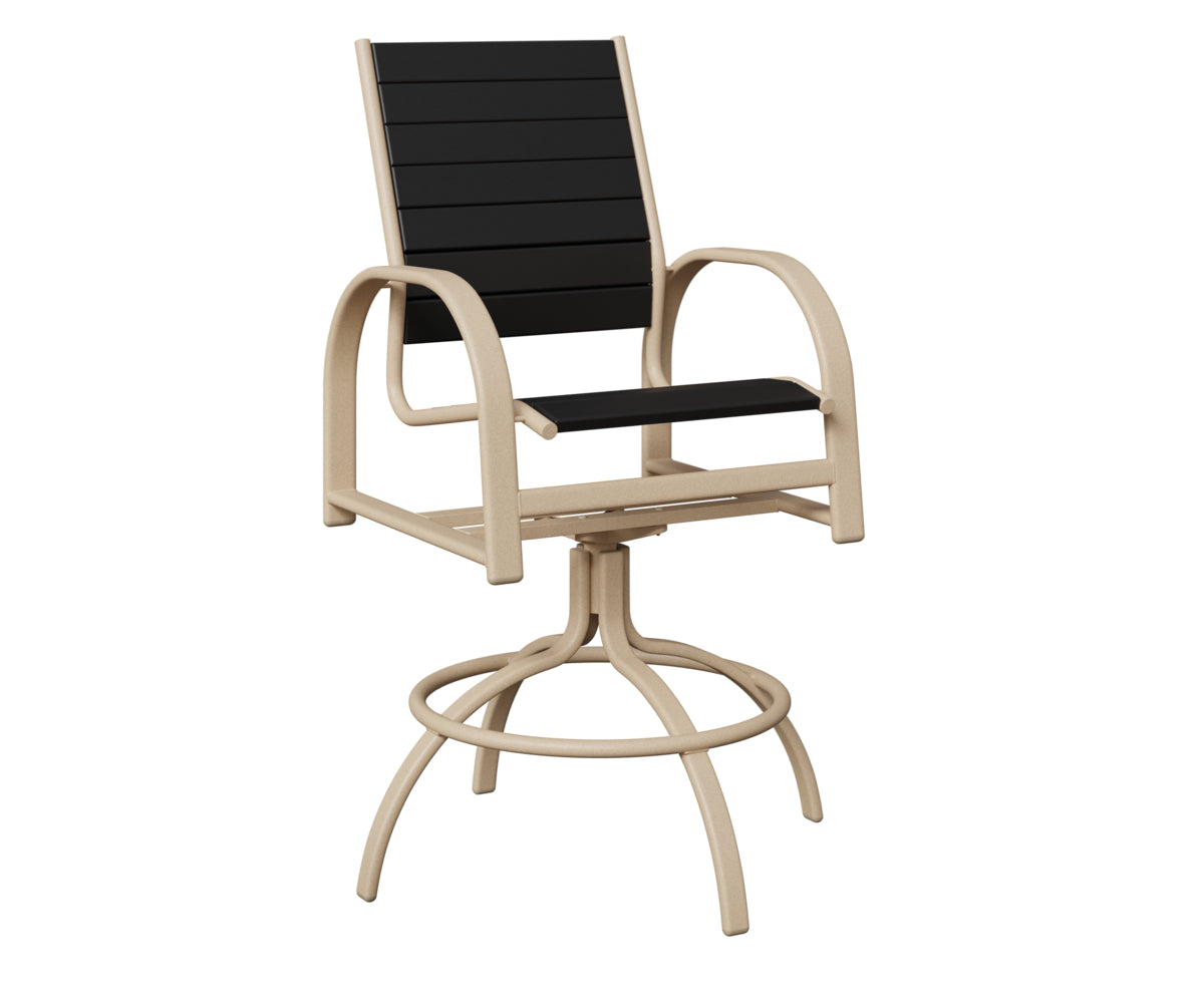 Berlin Gardens Murphy Poly Swivel Bar Chair in Luna Multi, Black slats