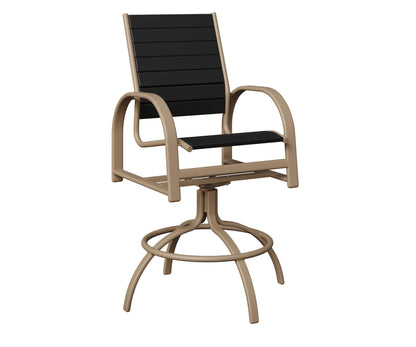 Berlin Gardens Murphy Poly Swivel Bar Chair in Oak Wood Vein, Black slats