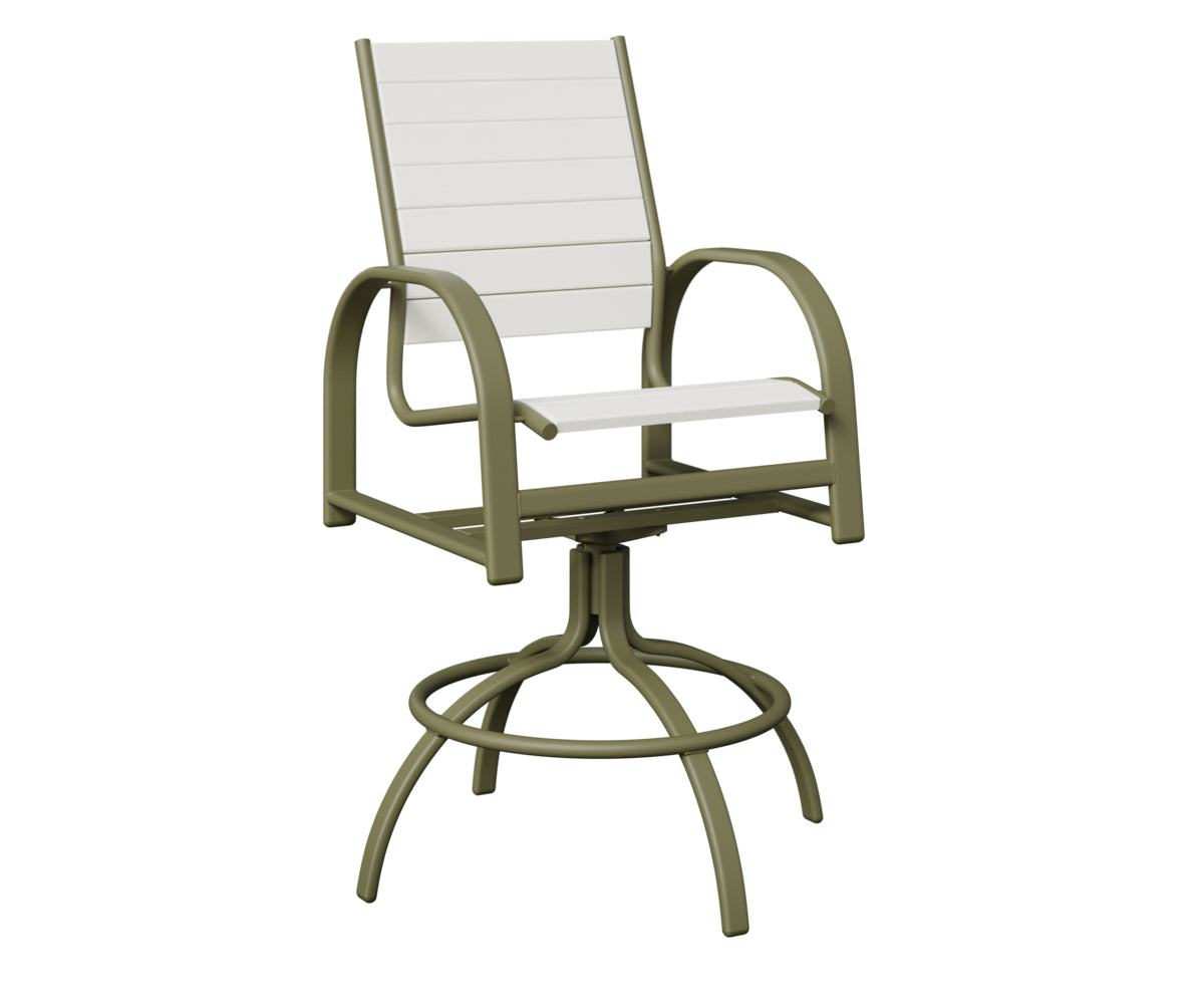 Berlin Gardens Murphy Poly Swivel Bar Chair in Green Sage, White slats