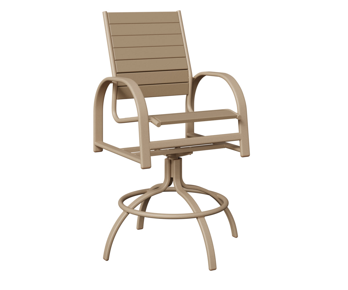 Berlin Gardens Murphy Poly Swivel Bar Chair in Sahara Speckle, Weatherwood slats