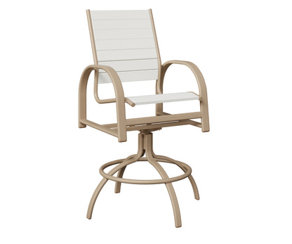 Berlin Gardens Murphy Poly Swivel Bar Chair in Sahara Speckle, White slats