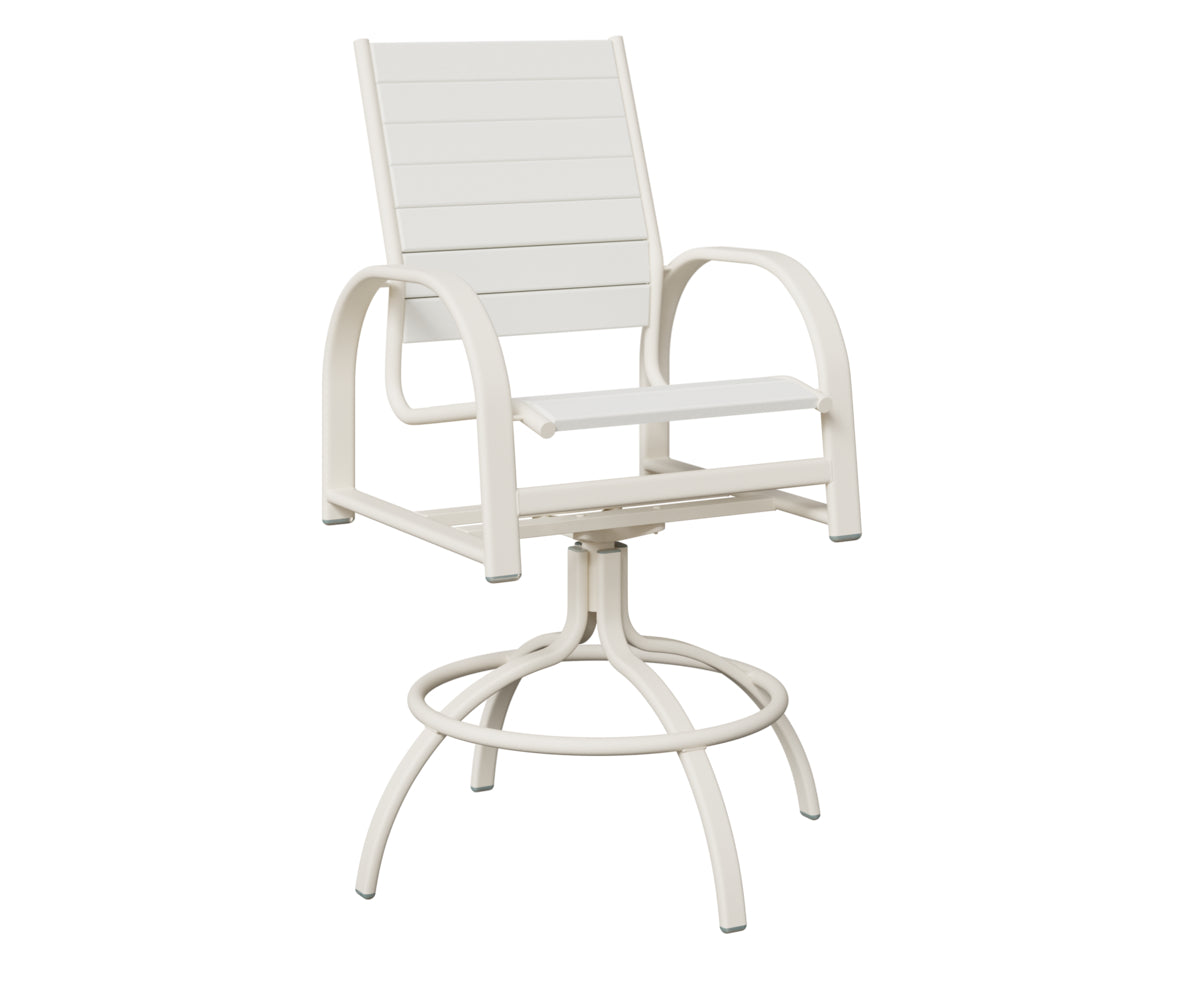 Berlin Gardens Murphy Poly Swivel Bar Chair in White, White slats