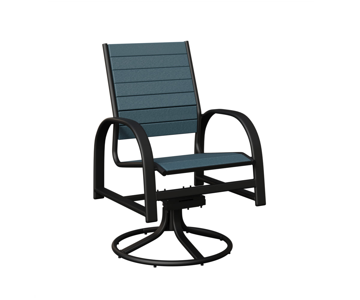 Berlin Gardens Murphy Poly Swivel Rocker Dining Chair in Black, Slate slats