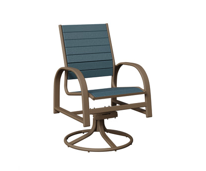 Berlin Gardens Murphy Poly Swivel Rocker Dining Chair in Clay, Slate slats