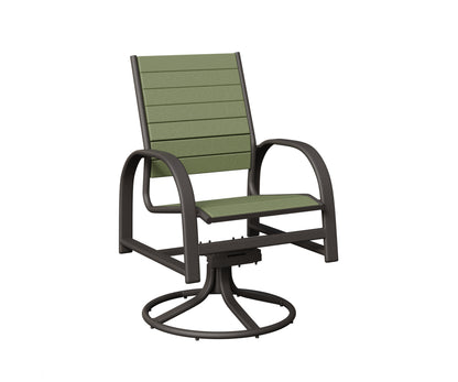 Berlin Gardens Murphy Poly Swivel Rocker Dining Chair in Granite Speckle, Sage slats