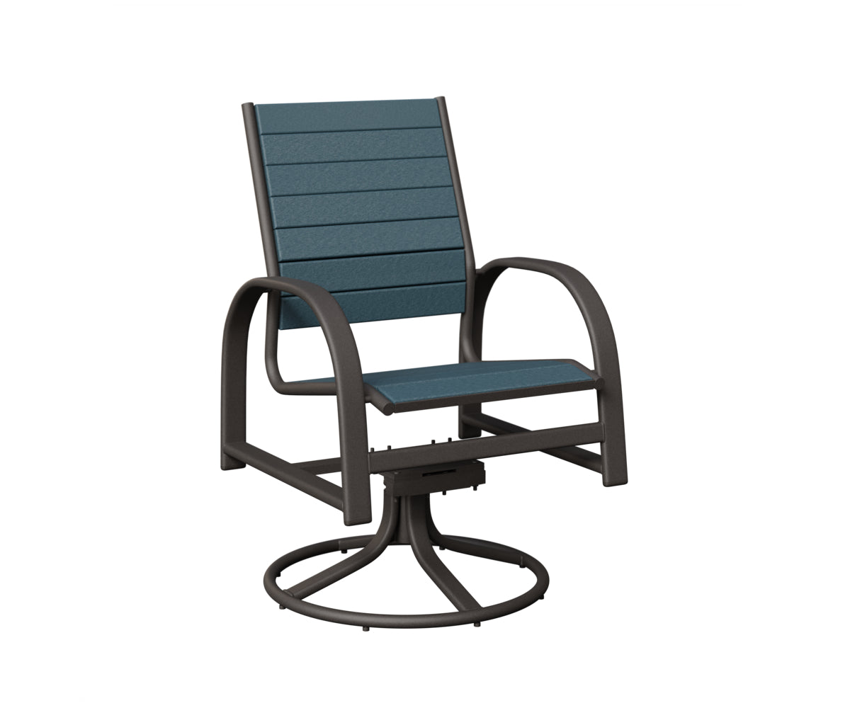Berlin Gardens Murphy Poly Swivel Rocker Dining Chair in Granite Speckle, Slate slats