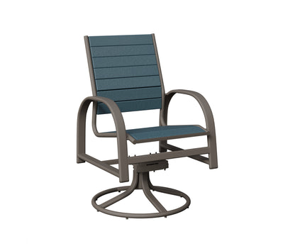 Berlin Gardens Murphy Poly Swivel Rocker Dining Chair in Graphite, Slate slats
