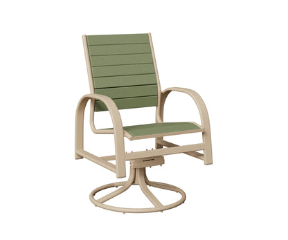 Berlin Gardens Murphy Poly Swivel Rocker Dining Chair in Luna Multi, Sage slats