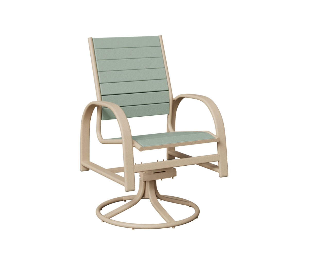 Berlin Gardens Murphy Poly Swivel Rocker Dining Chair in Luna Multi, Sea Foam slats
