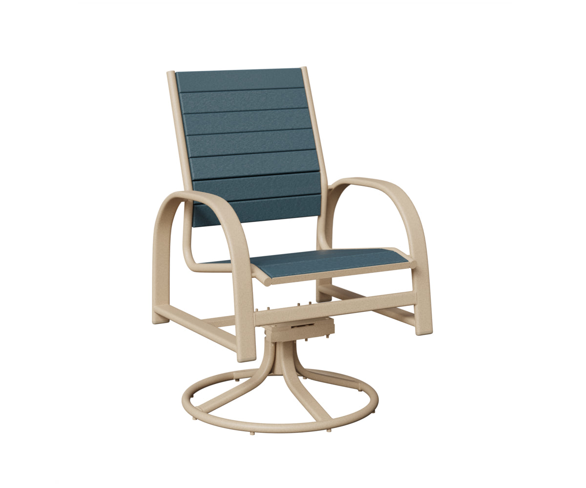 Berlin Gardens Murphy Poly Swivel Rocker Dining Chair in Luna Multi, Slate slats