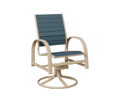Berlin Gardens Murphy Poly Swivel Rocker Dining Chair in Luna Multi, Slate slats
