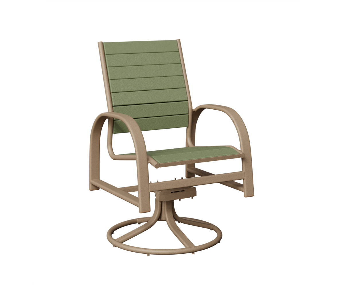 Berlin Gardens Murphy Poly Swivel Rocker Dining Chair in Oak Wood Vein, Sage slats