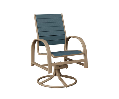 Berlin Gardens Murphy Poly Swivel Rocker Dining Chair in Oak Wood Vein, Slate slats