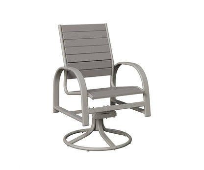 Berlin Gardens Murphy Poly Swivel Rocker Dining Chair in Platinum Silver, Light Gray slats