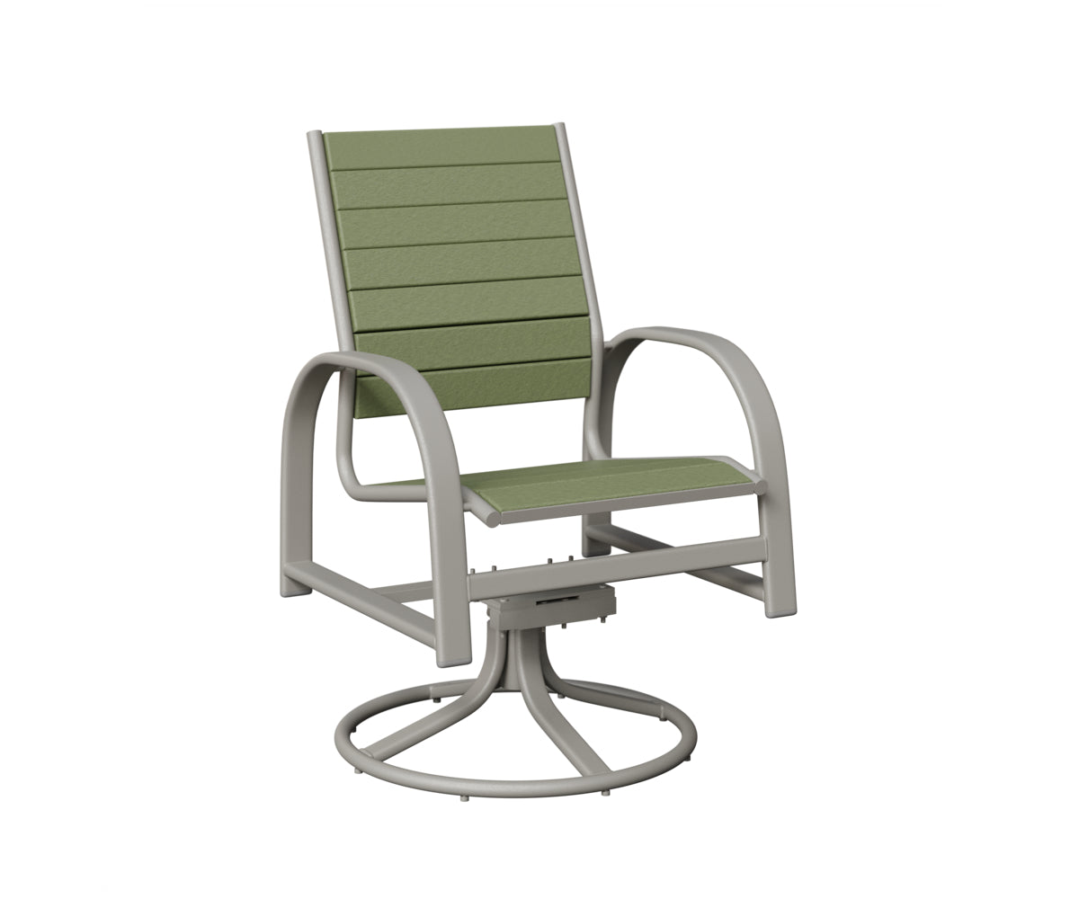 Berlin Gardens Murphy Poly Swivel Rocker Dining Chair in Platinum Silver, Sage slats