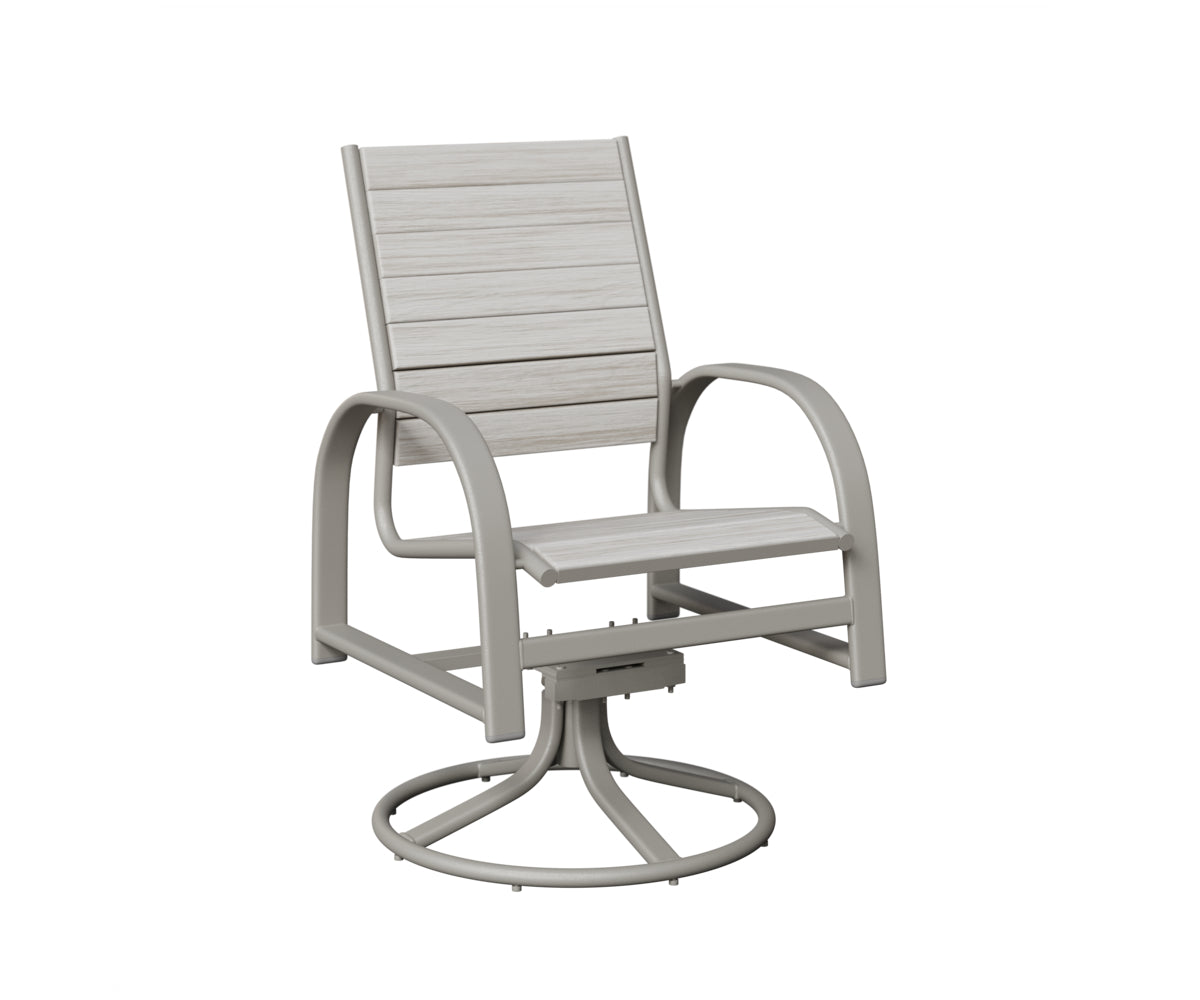 Berlin Gardens Murphy Poly Swivel Rocker Dining Chair in Platinum Silver, Seashell slats