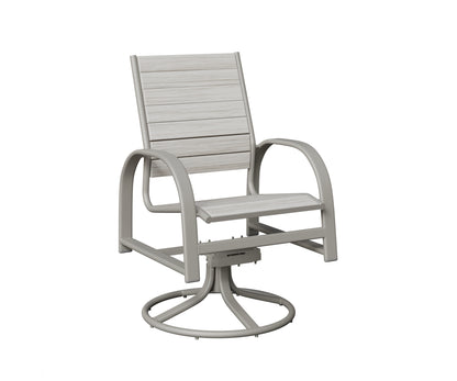 Berlin Gardens Murphy Poly Swivel Rocker Dining Chair in Platinum Silver, Seashell slats