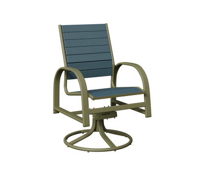 Berlin Gardens Murphy Poly Swivel Rocker Dining Chair in Green Sage, Slate slats