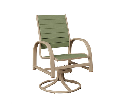 Berlin Gardens Murphy Poly Swivel Rocker Dining Chair in Sahara Speckle, Sage slats