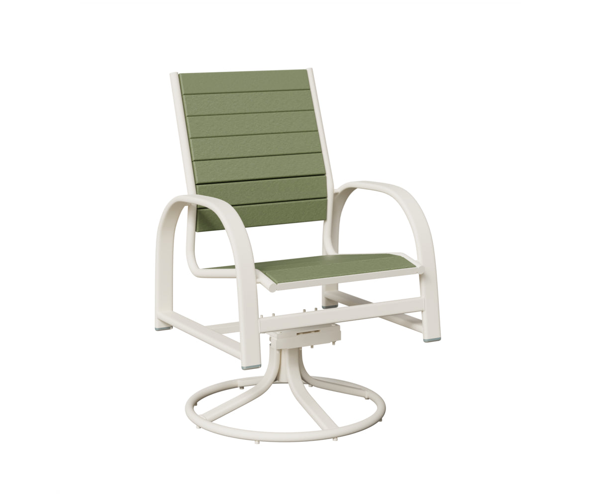 Berlin Gardens Murphy Poly Swivel Rocker Dining Chair in White, Sage slats