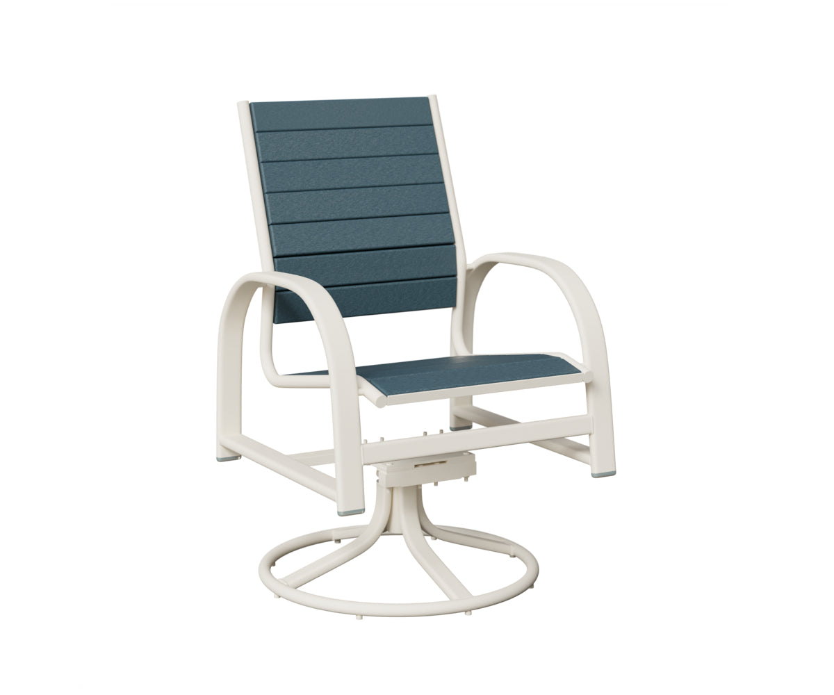 Berlin Gardens Murphy Poly Swivel Rocker Dining Chair in White, Slate slats
