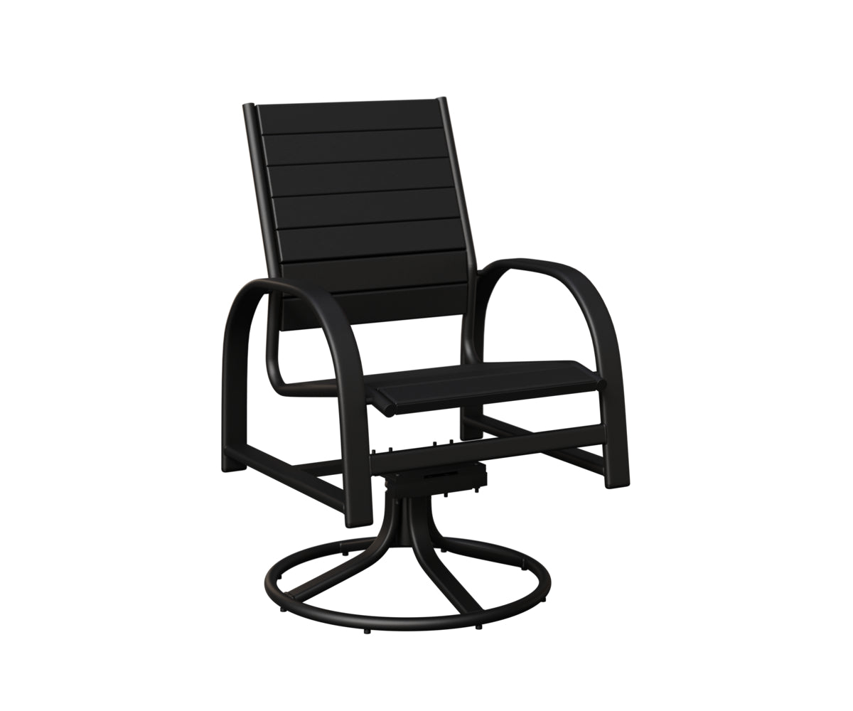 Berlin Gardens Murphy Poly Swivel Rocker Dining Chair in Black, Black slats