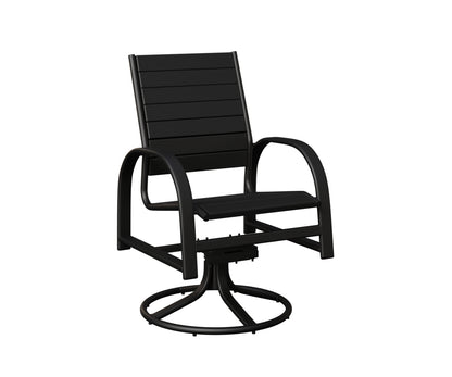 Berlin Gardens Murphy Poly Swivel Rocker Dining Chair in Black, Black slats