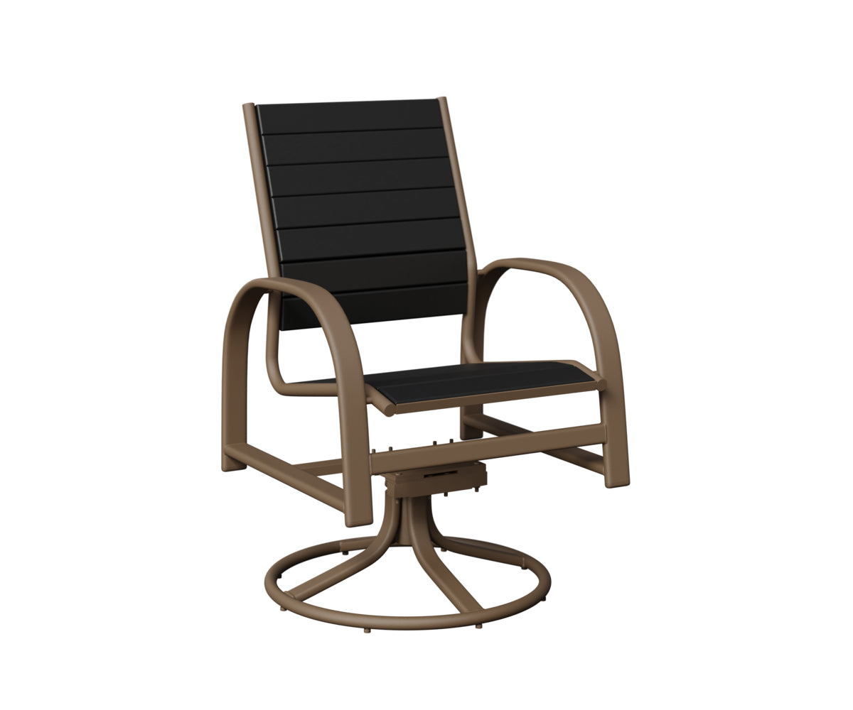 Berlin Gardens Murphy Poly Swivel Rocker Dining Chair in Clay, Black slats