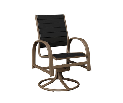 Berlin Gardens Murphy Poly Swivel Rocker Dining Chair in Clay, Black slats