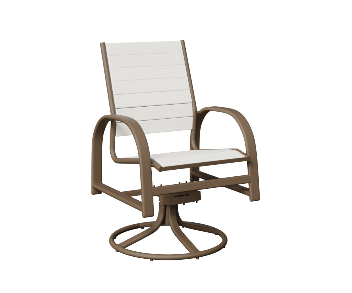 Berlin Gardens Murphy Poly Swivel Rocker Dining Chair in Clay, White slats