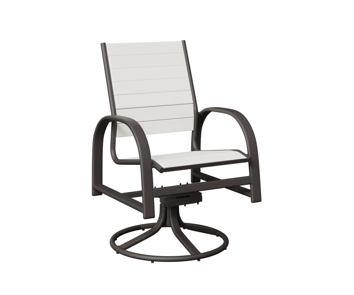 Berlin Gardens Murphy Poly Swivel Rocker Dining Chair in Granite Speckle, White slats