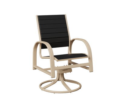 Berlin Gardens Murphy Poly Swivel Rocker Dining Chair in Luna Multi, Black slats