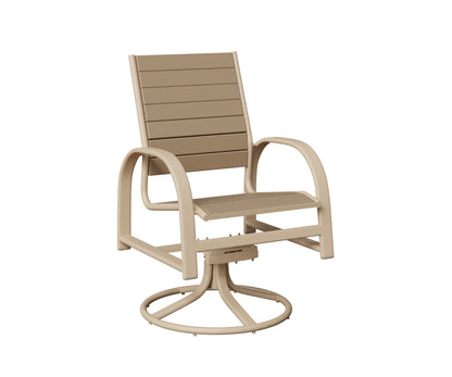 Berlin Gardens Murphy Poly Swivel Rocker Dining Chair in Luna Multi, Weatherwood slats