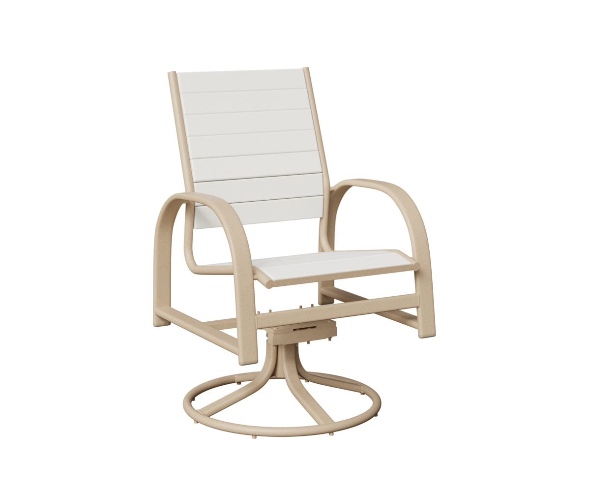 Berlin Gardens Murphy Poly Swivel Rocker Dining Chair in Luna Multi, White slats